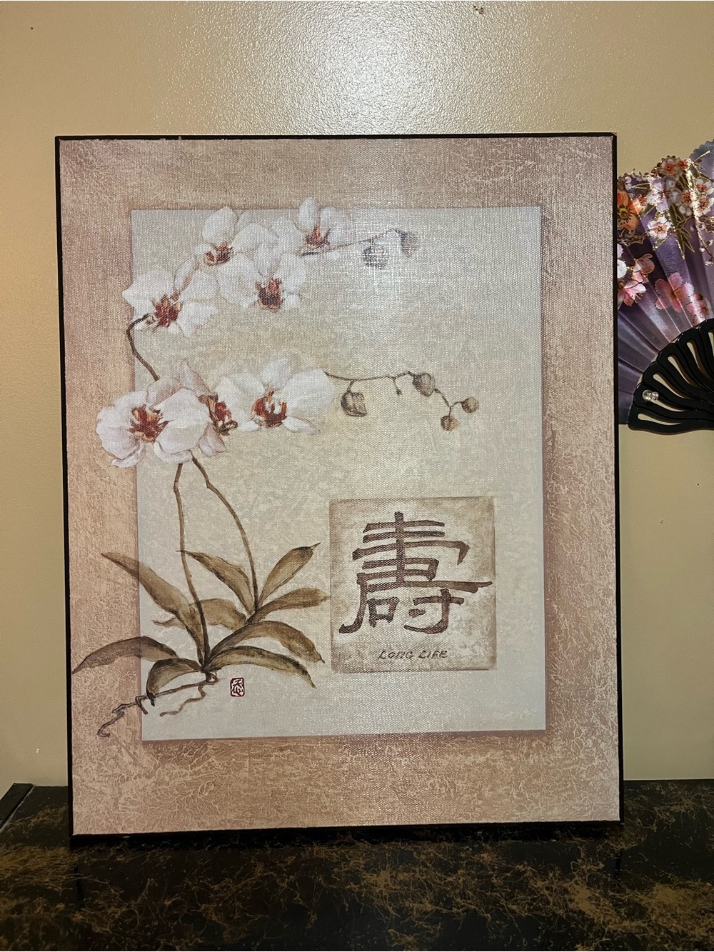 Orchid Wall Art Print in Cream and Brown - Long Life Design